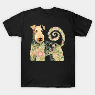 Airedale Dog Botanical Style Illustration 4 T-Shirt