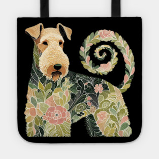 Airedale Dog Botanical Style Illustration 4 Tote
