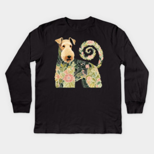 Airedale Dog Botanical Style Illustration 4 Kids Long Sleeve T-Shirt
