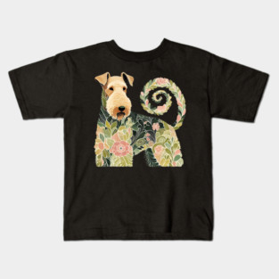 Airedale Dog Botanical Style Illustration 4 Kids T-Shirt