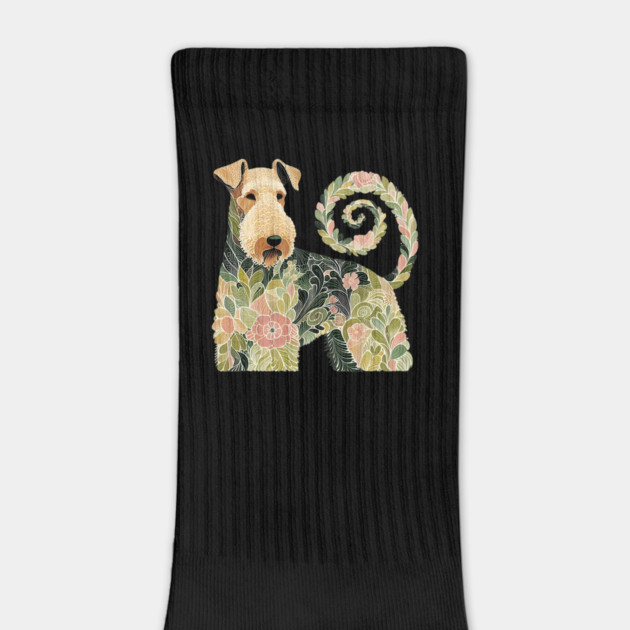 Airedale Dog Botanical Style Illustration 4 by BirdsnStuff