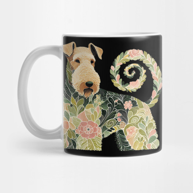 Airedale Dog Botanical Style Illustration 4 by BirdsnStuff
