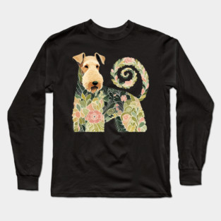 Airedale Dog Botanical Style Illustration 4 Long Sleeve T-Shirt