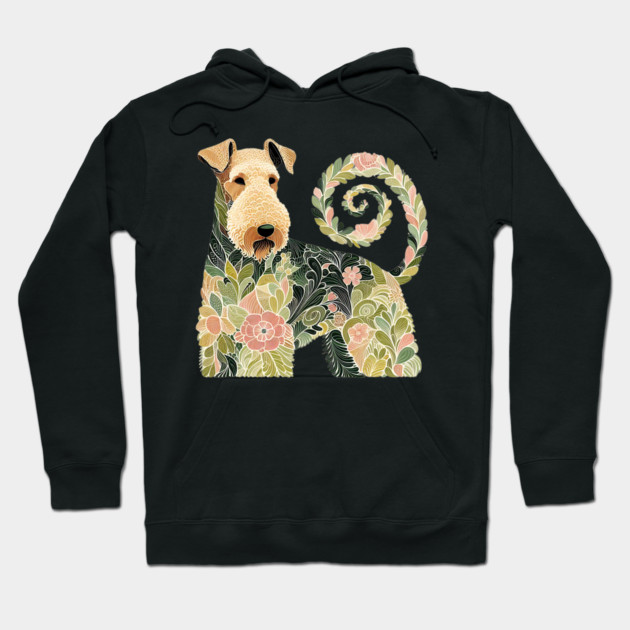 Airedale Dog Botanical Style Illustration 4 Hoodie by BirdsnStuff