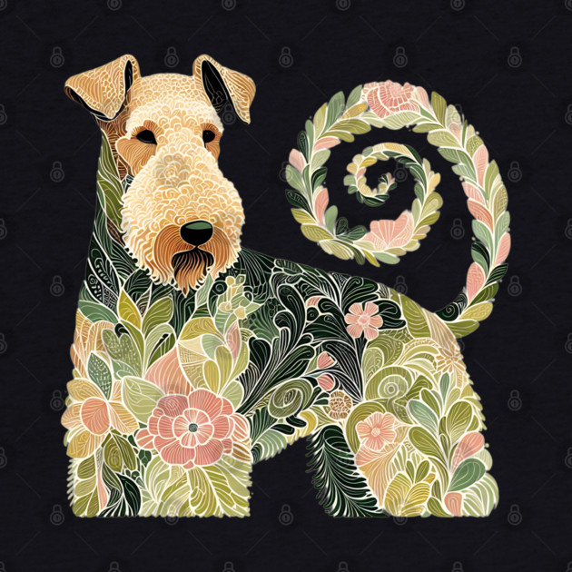 Airedale Dog Botanical Style Illustration 4 by BirdsnStuff