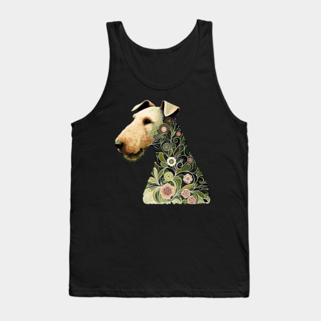 Airedale Dog Botanical Style Illustration Tank Top by BirdsnStuff