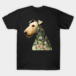 Airedale Dog Botanical Style Illustration T-Shirt