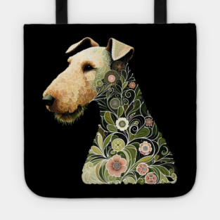 Airedale Dog Botanical Style Illustration Tote