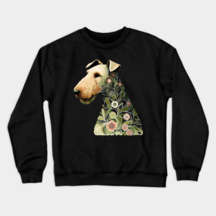 Airedale Dog Botanical Style Illustration Crewneck Sweatshirt