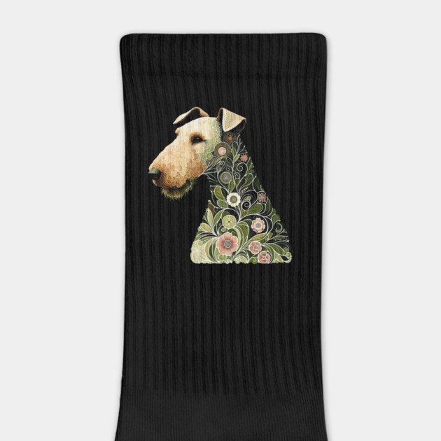 Airedale Dog Botanical Style Illustration by BirdsnStuff