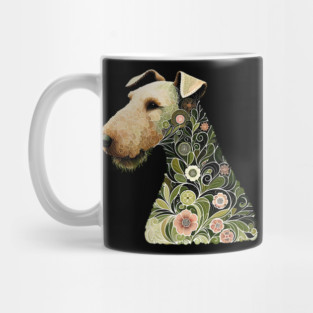 Airedale Dog Botanical Style Illustration Mug