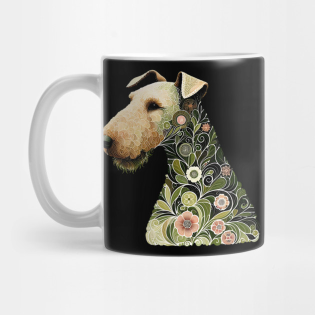 Airedale Dog Botanical Style Illustration by BirdsnStuff