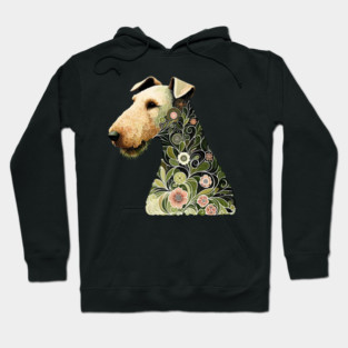 Airedale Dog Botanical Style Illustration Hoodie