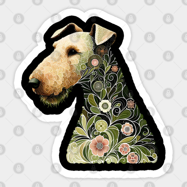 Airedale Dog Botanical Style Illustration Sticker by BirdsnStuff