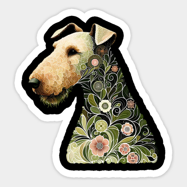 Airedale Dog Botanical Style Illustration Magnet by BirdsnStuff