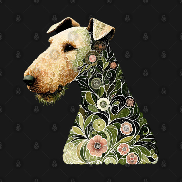 Airedale Dog Botanical Style Illustration by BirdsnStuff