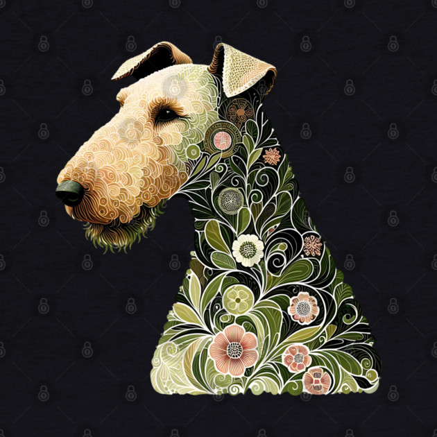 Airedale Dog Botanical Style Illustration by BirdsnStuff