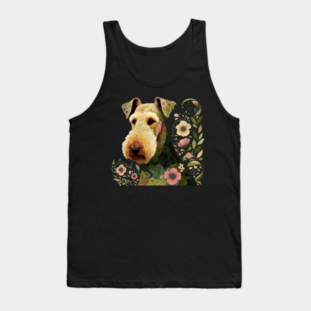 Airedale Dog Botanical Style Illustration 3 Tank Top by BirdsnStuff