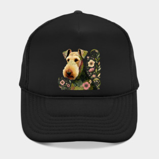 Airedale Dog Botanical Style Illustration 3 Hat