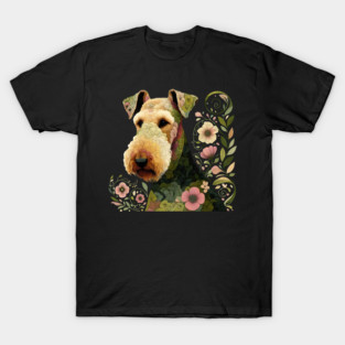 Airedale Dog Botanical Style Illustration 3 T-Shirt