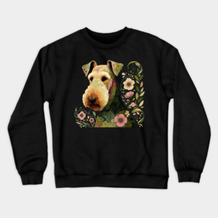 Airedale Dog Botanical Style Illustration 3 Crewneck Sweatshirt