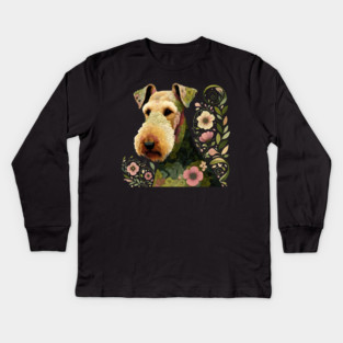 Airedale Dog Botanical Style Illustration 3 Kids Long Sleeve T-Shirt