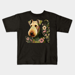 Airedale Dog Botanical Style Illustration 3 Kids T-Shirt