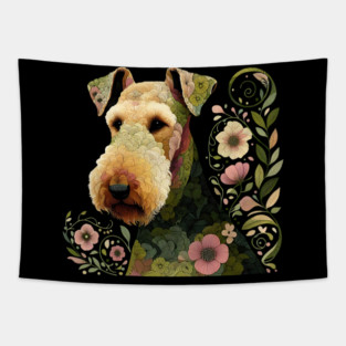 Airedale Dog Botanical Style Illustration 3 Tapestry