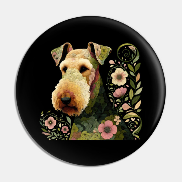 Airedale Dog Botanical Style Illustration 3 Pin by BirdsnStuff