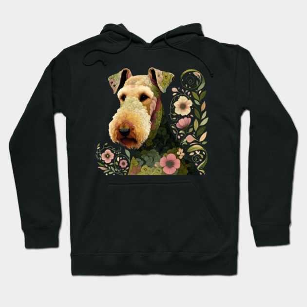 Airedale Dog Botanical Style Illustration 3 Hoodie by BirdsnStuff