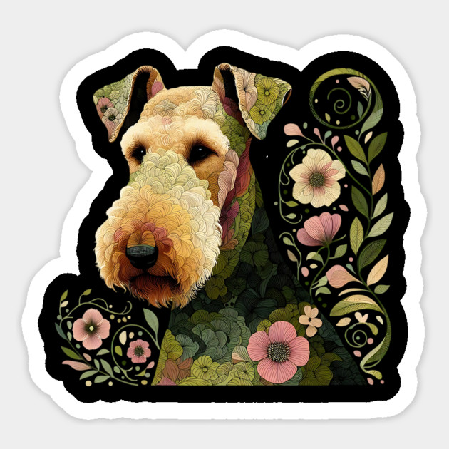 Airedale Dog Botanical Style Illustration 3 Magnet by BirdsnStuff
