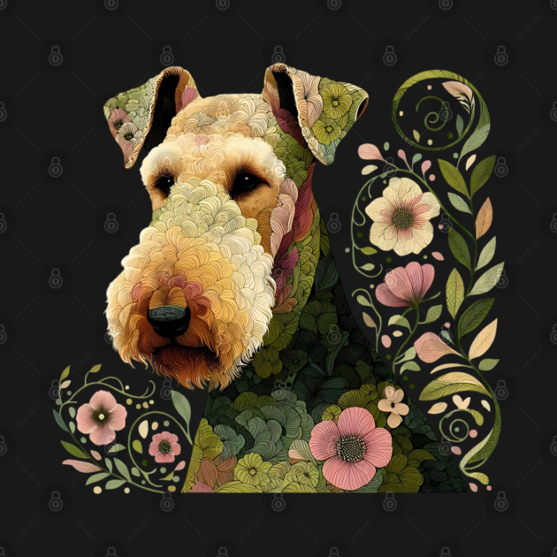 Airedale Dog Botanical Style Illustration 3 by BirdsnStuff