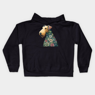 Airedale Dog Botanical Style Illustration 2 Kids Hoodie