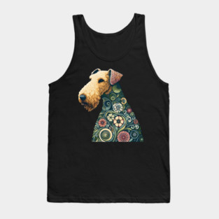 Airedale Dog Botanical Style Illustration 2 Tank Top