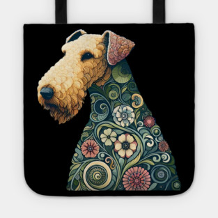 Airedale Dog Botanical Style Illustration 2 Tote