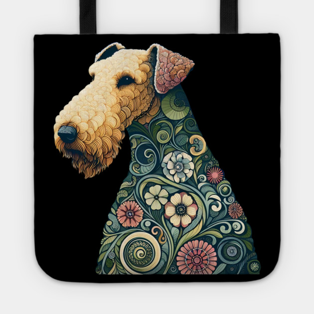 Airedale Dog Botanical Style Illustration 2 Tote by BirdsnStuff