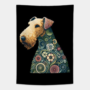Airedale Dog Botanical Style Illustration 2 Tapestry