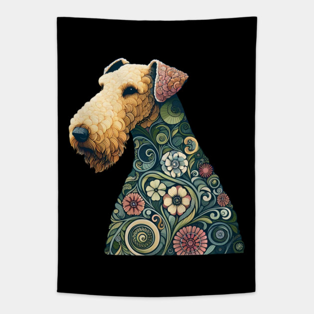 Airedale Dog Botanical Style Illustration 2 Tapestry by BirdsnStuff
