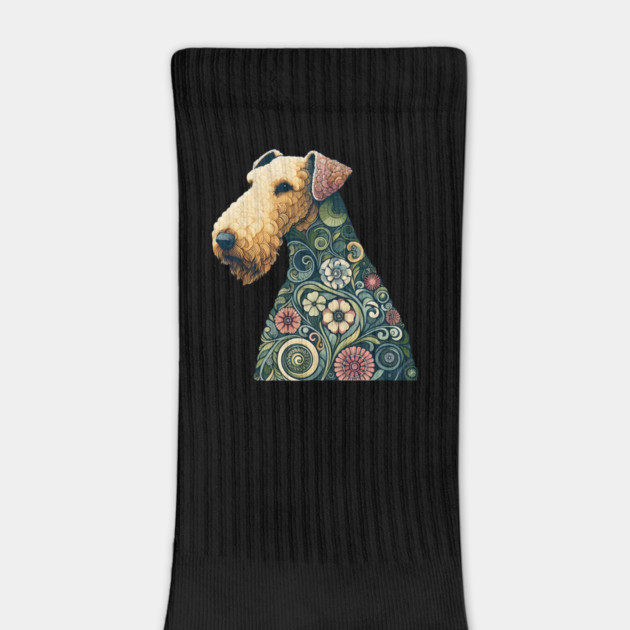 Airedale Dog Botanical Style Illustration 2 by BirdsnStuff