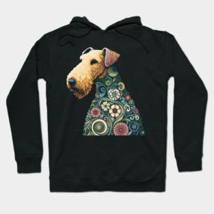 Airedale Dog Botanical Style Illustration 2 Hoodie
