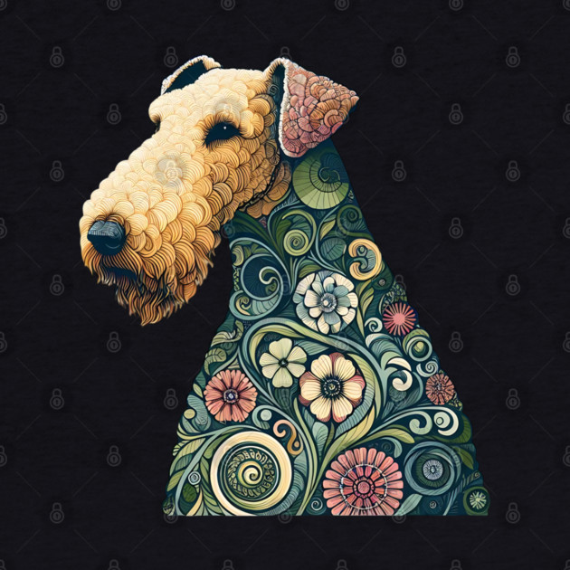 Airedale Dog Botanical Style Illustration 2 by BirdsnStuff