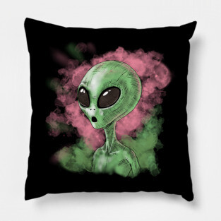 Classic Alien Illustration Pillow