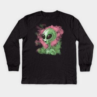 Classic Alien Illustration Kids Long Sleeve T-Shirt
