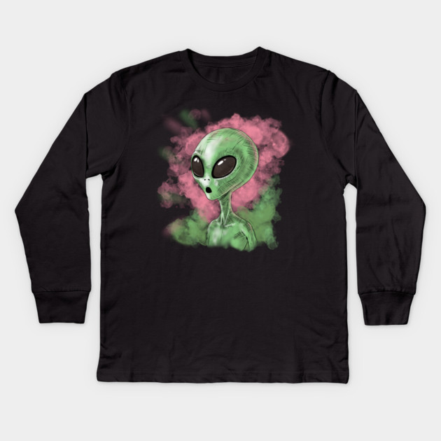 Classic Alien Illustration Kids Long Sleeve T-Shirt by H. R. Sinclair