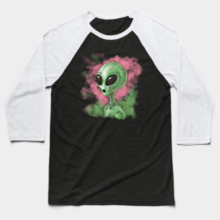 Classic Alien Illustration Baseball T-Shirt