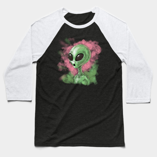 Classic Alien Illustration Baseball T-Shirt by H. R. Sinclair