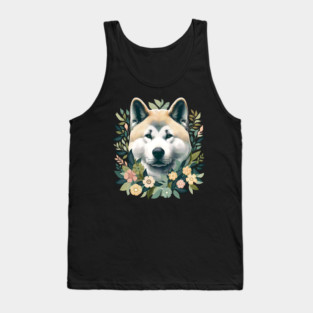 Akita Dog Botanical Illustration Nature Art 5 Tank Top
