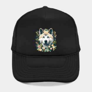 Akita Dog Botanical Illustration Nature Art 5 Hat