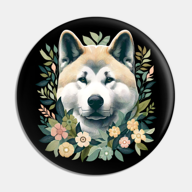 Akita Dog Botanical Illustration Nature Art 5 Pin by BirdsnStuff