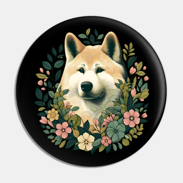 Akita Dog Botanical Illustration Nature Art 4 Pin by BirdsnStuff